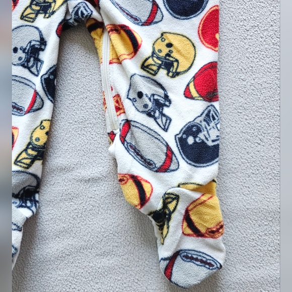 Old Navy (Baby) | Football Print Fleece Pajama Onesie - Picture 3 of 6